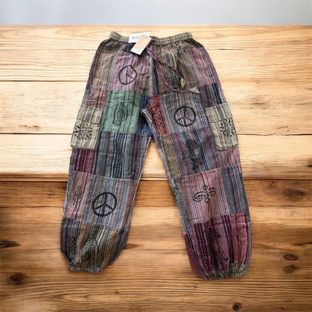 Patchwork Peace Sign Joggers
